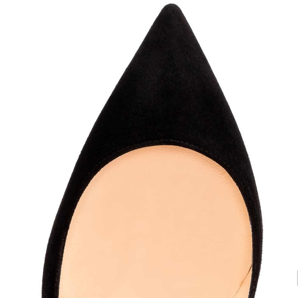 Like🆕CHRISTIAN LOUBOUTIN PIGALLE FOLLIES BLACK SUEDE 100mm POINTY TOE PUMPS 42 - Picture 4 of 9